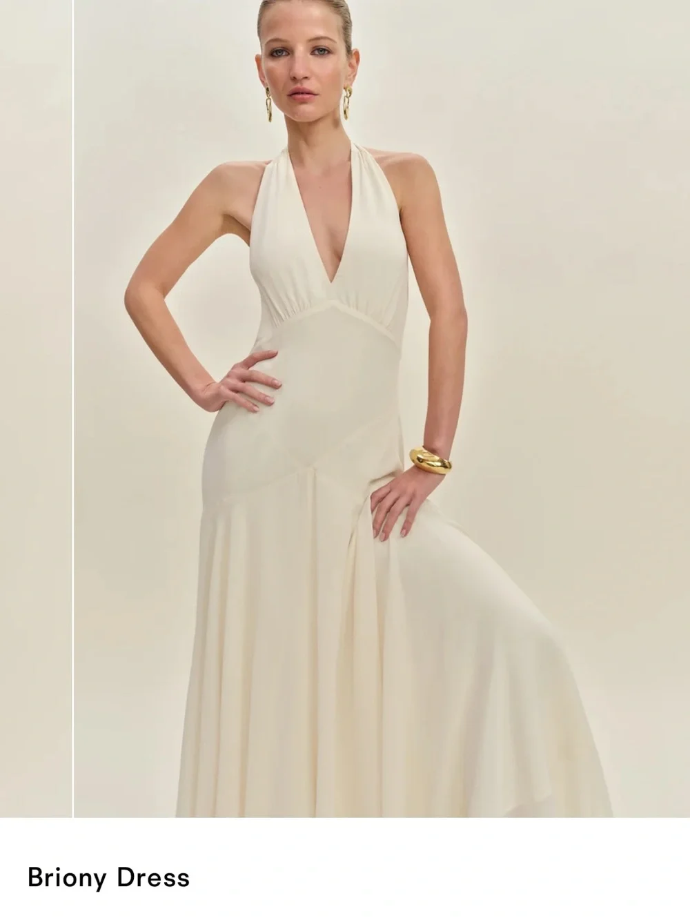 NWOT Reformation Briony Cream Halter Tie-Back Maxi Dress *Never Used* - Picture 3 of 7